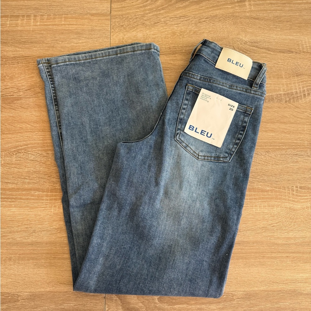 BLEU mid waist wide leg jeans super stretch denim